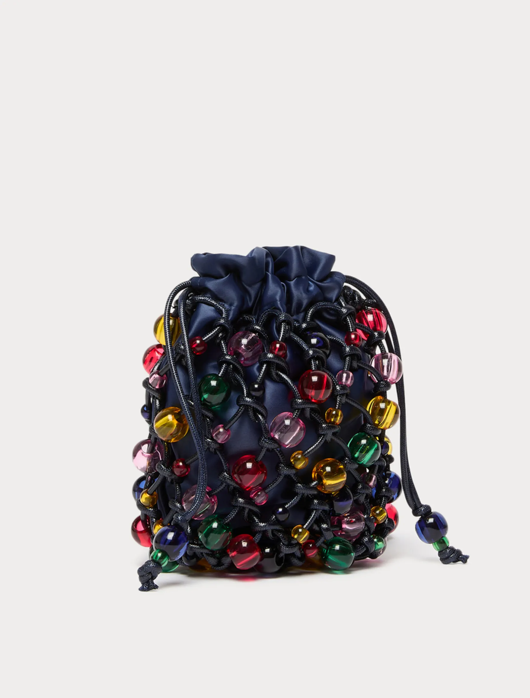 Borsa in cotone crochet con sfere - BLU NOTTE