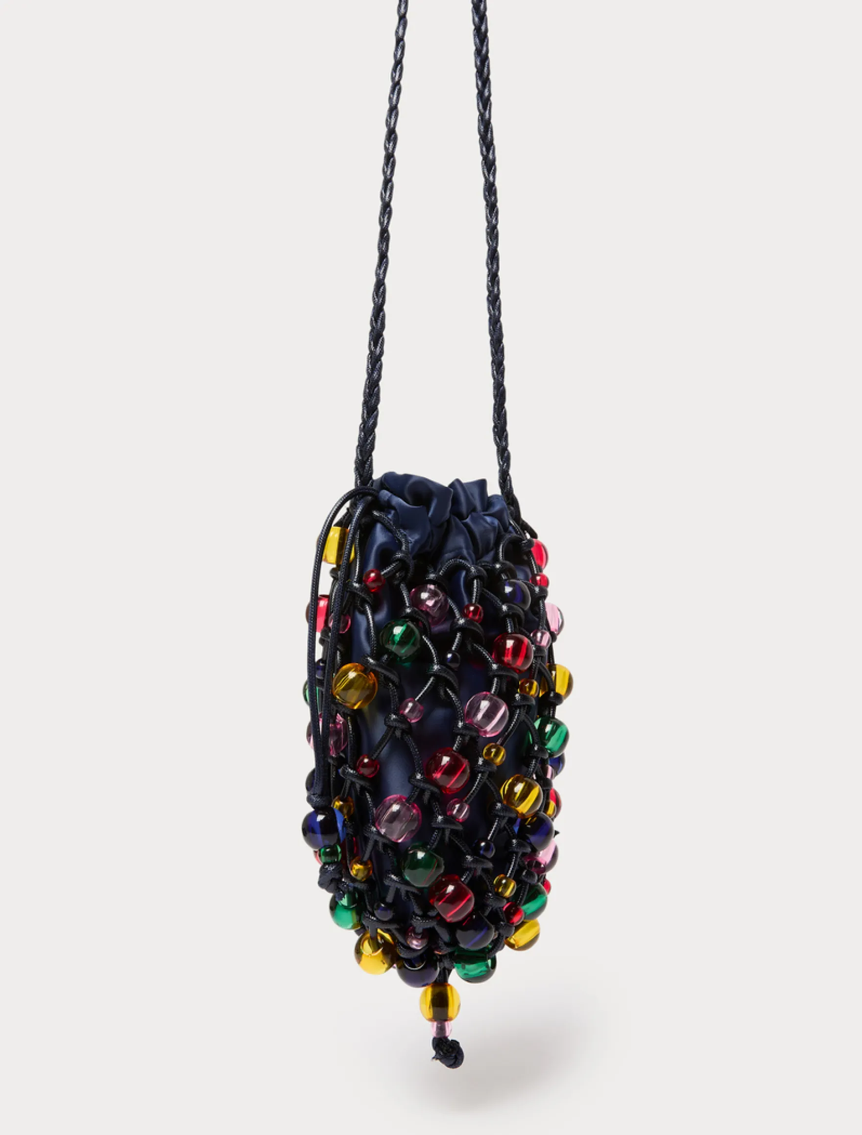 Borsa in cotone crochet con sfere - BLU NOTTE