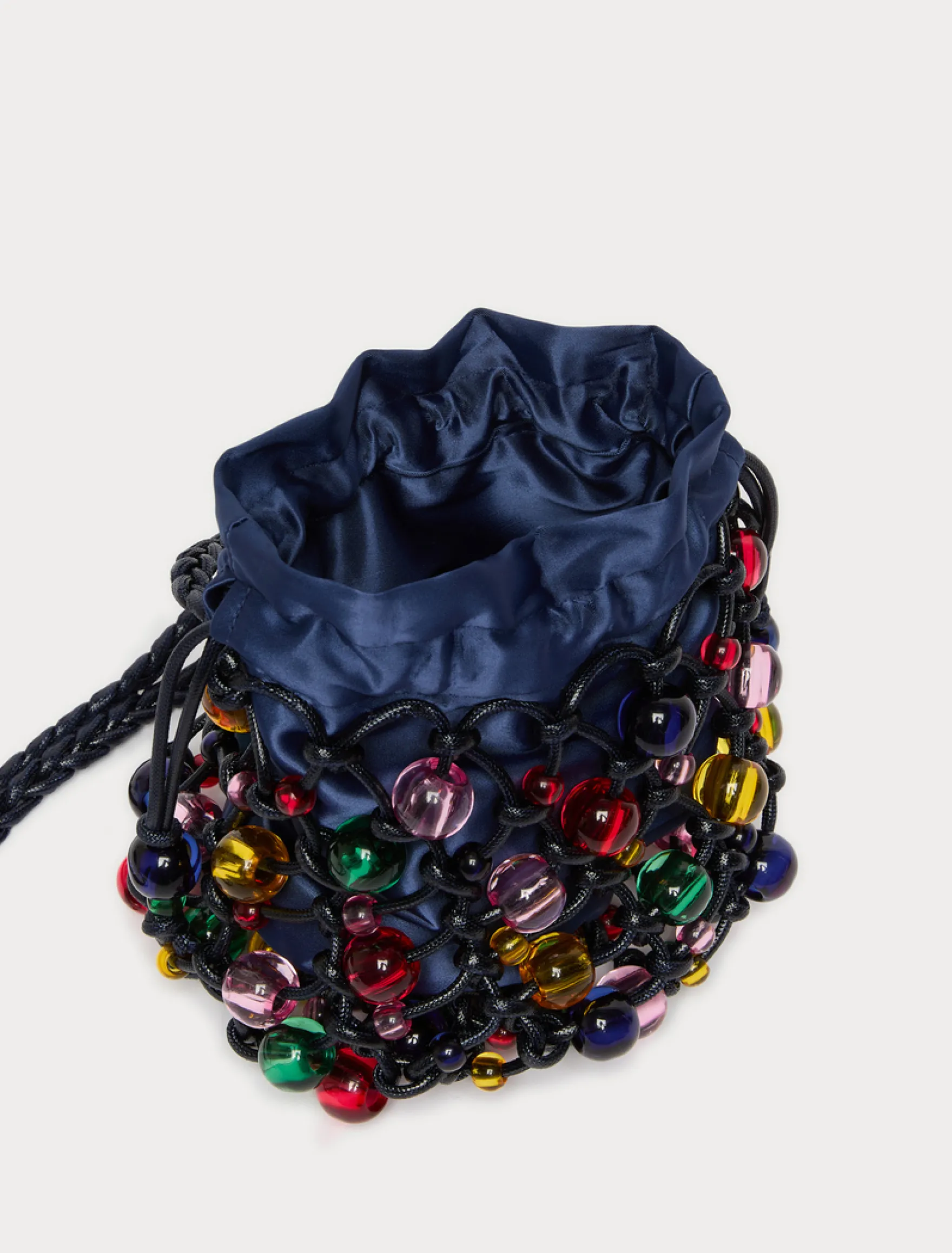 Borsa in cotone crochet con sfere - BLU NOTTE