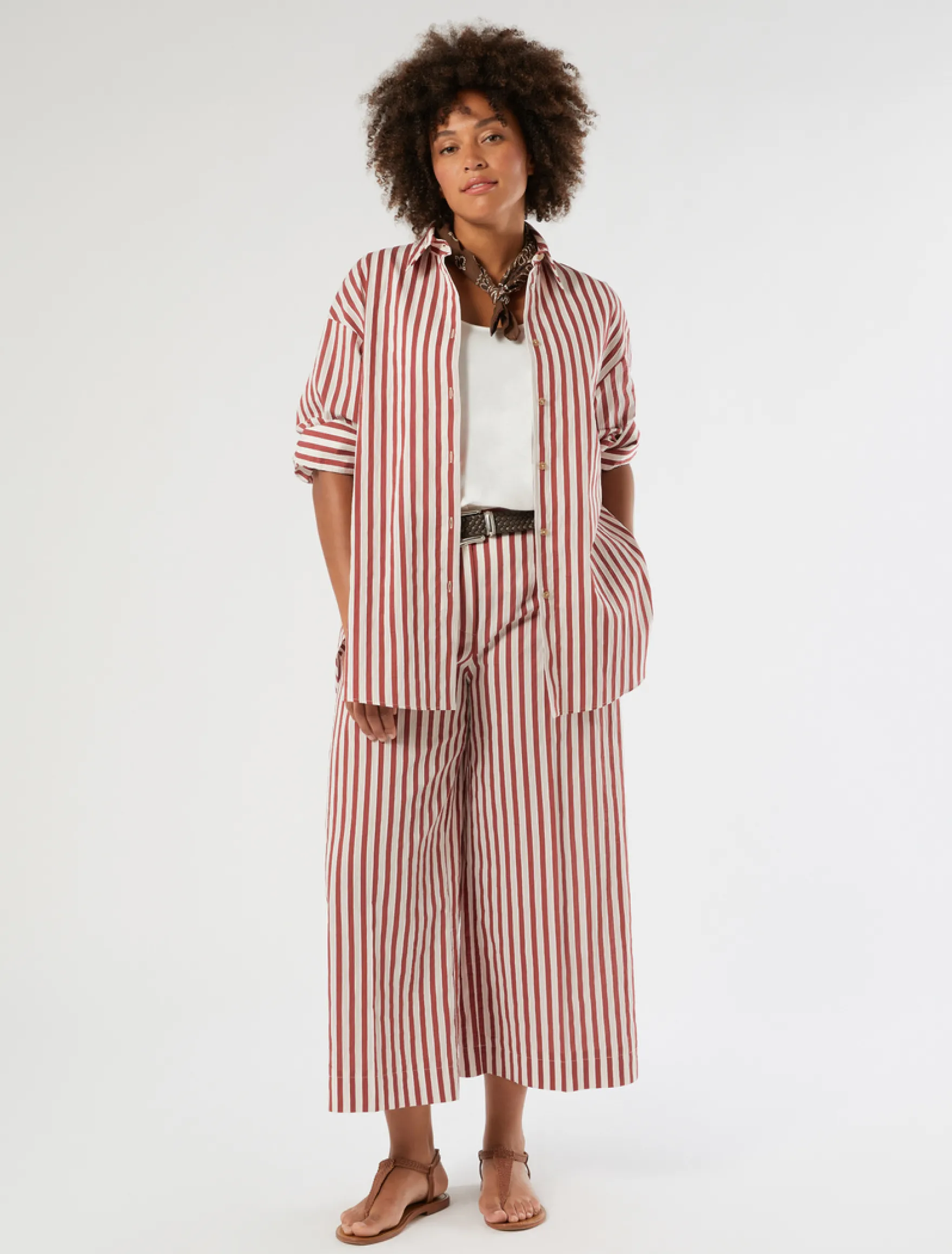 Camicia in cotone a righe - BORDEAUX