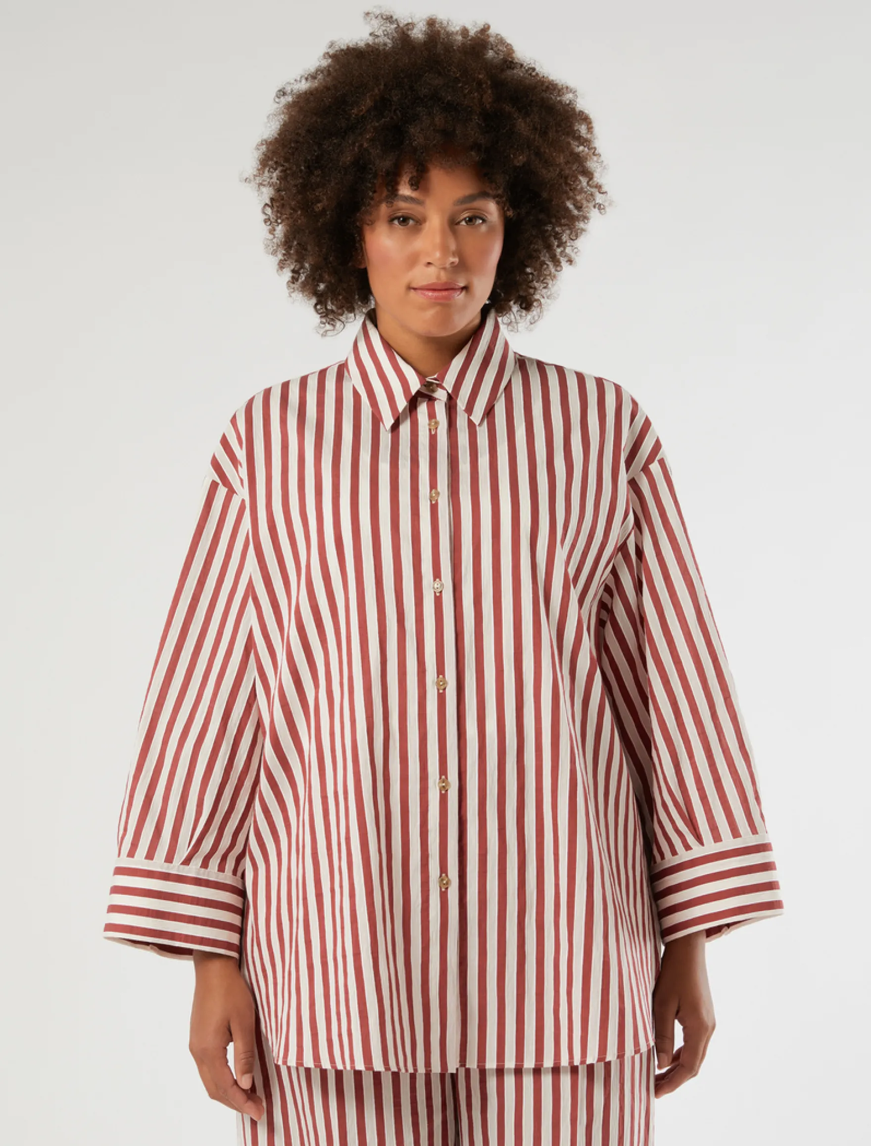 Camicia in cotone a righe - BORDEAUX
