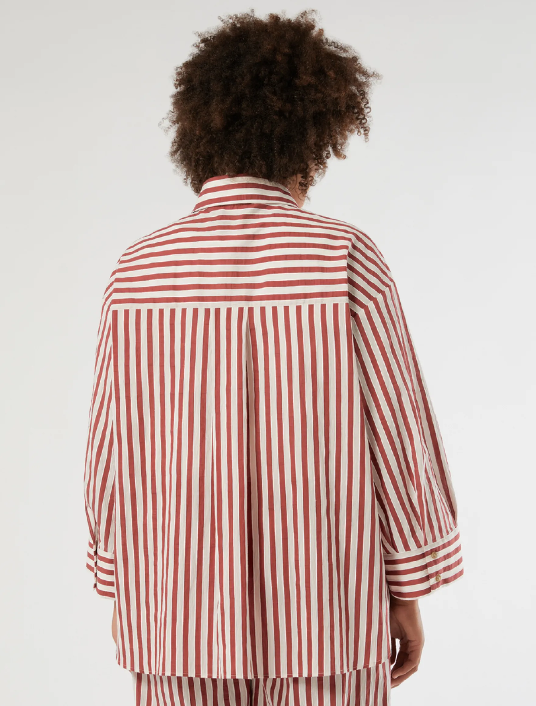 Camicia in cotone a righe - BORDEAUX