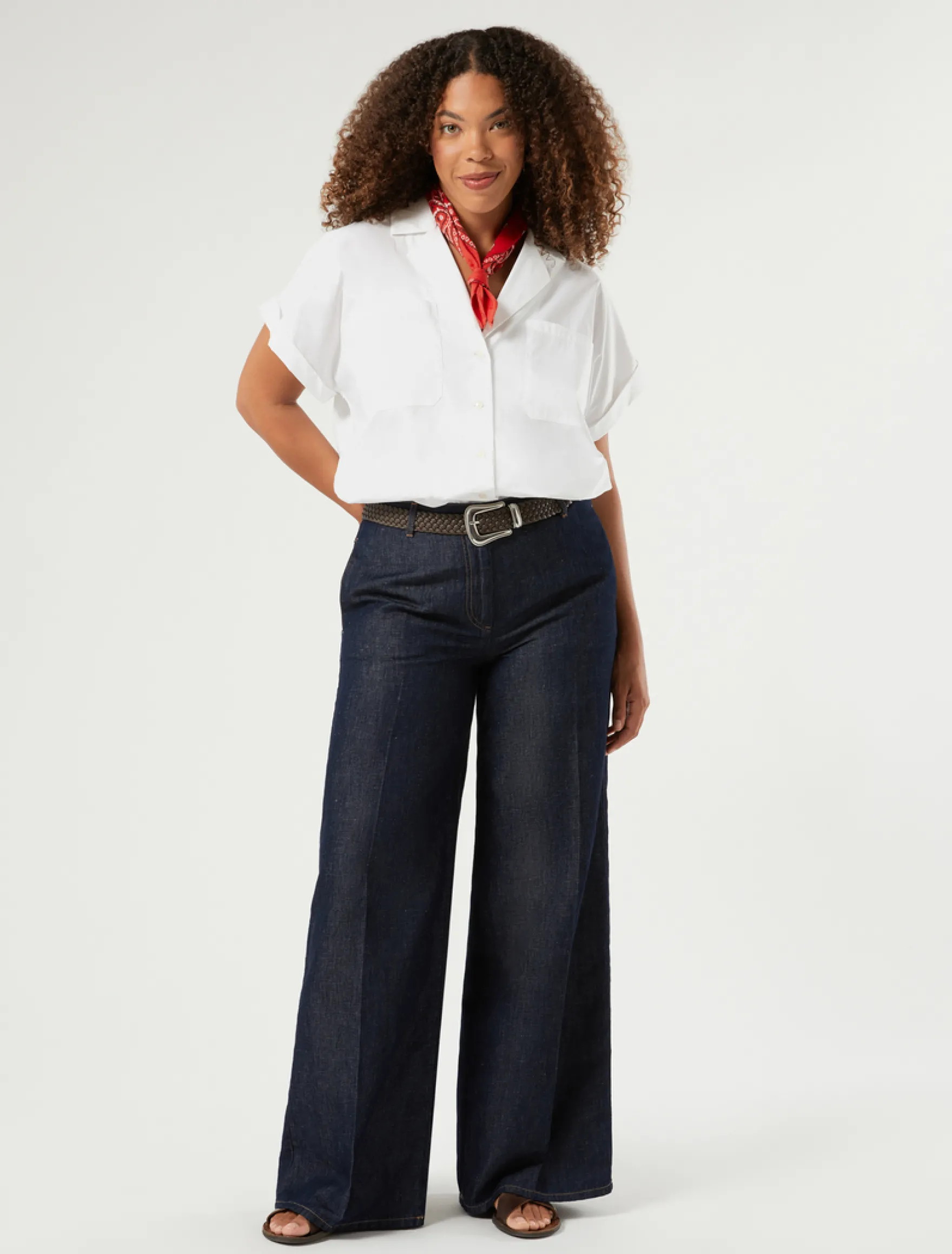 Camicia in cotone e nylon - BIANCO