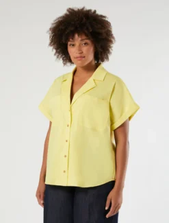 Camicia in cotone e nylon - GIALLO CHIARO