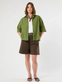 Camicia in cotone - VERDE OLIVA