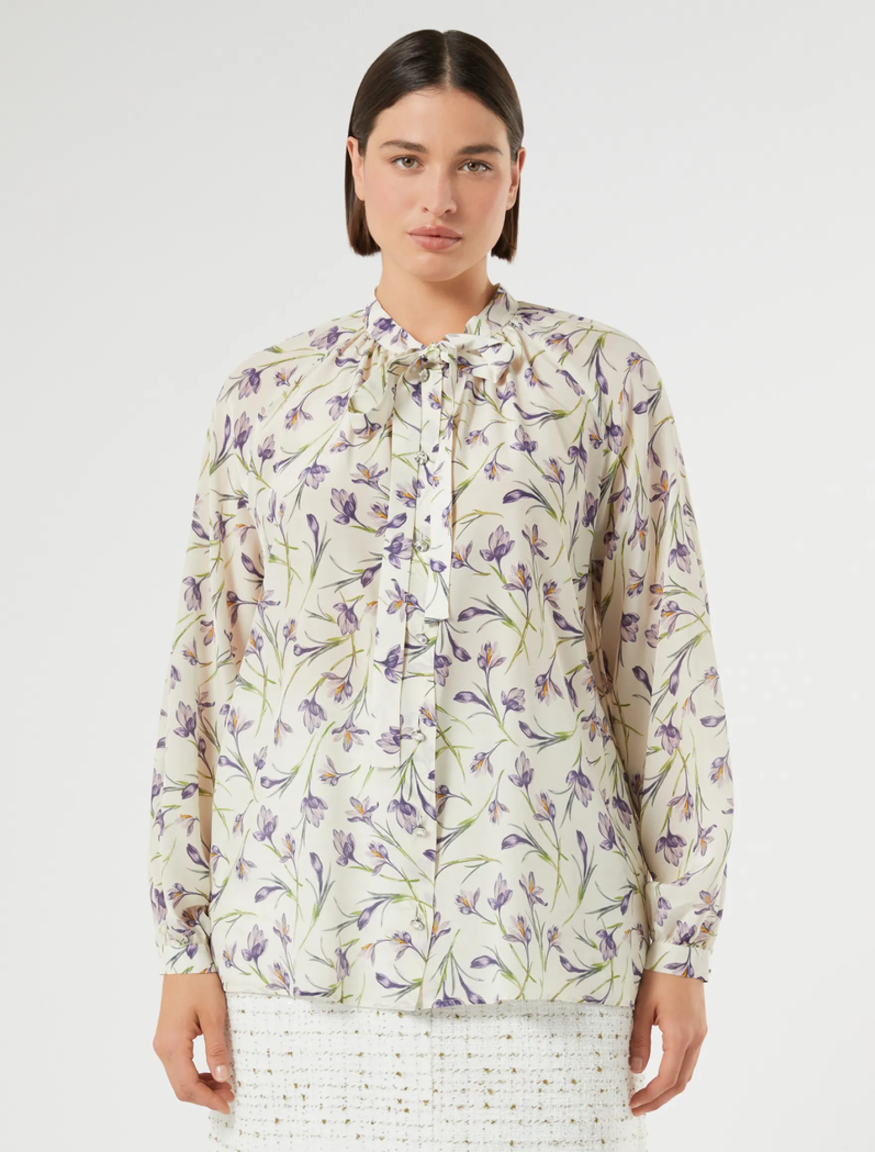 Camicia in crêpe de Chine di seta - BIANCO AVORIO