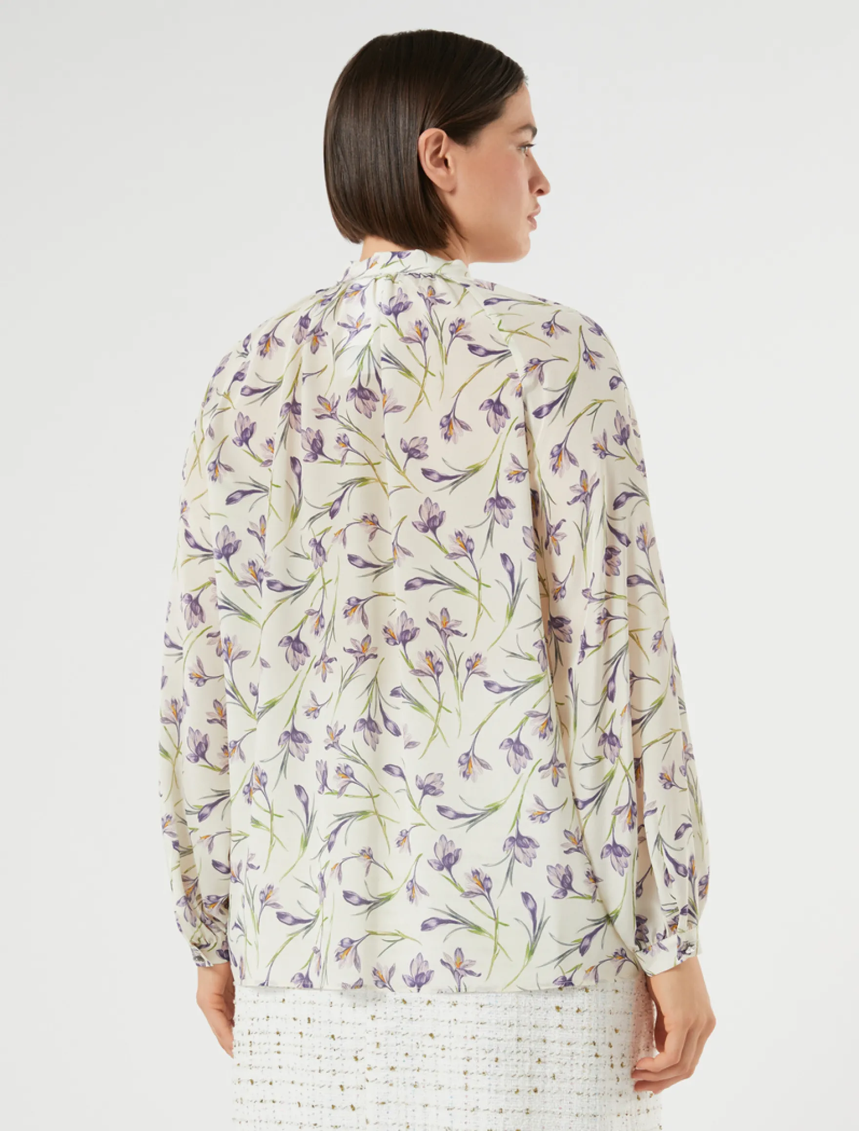 Camicia in crêpe de Chine di seta - BIANCO AVORIO