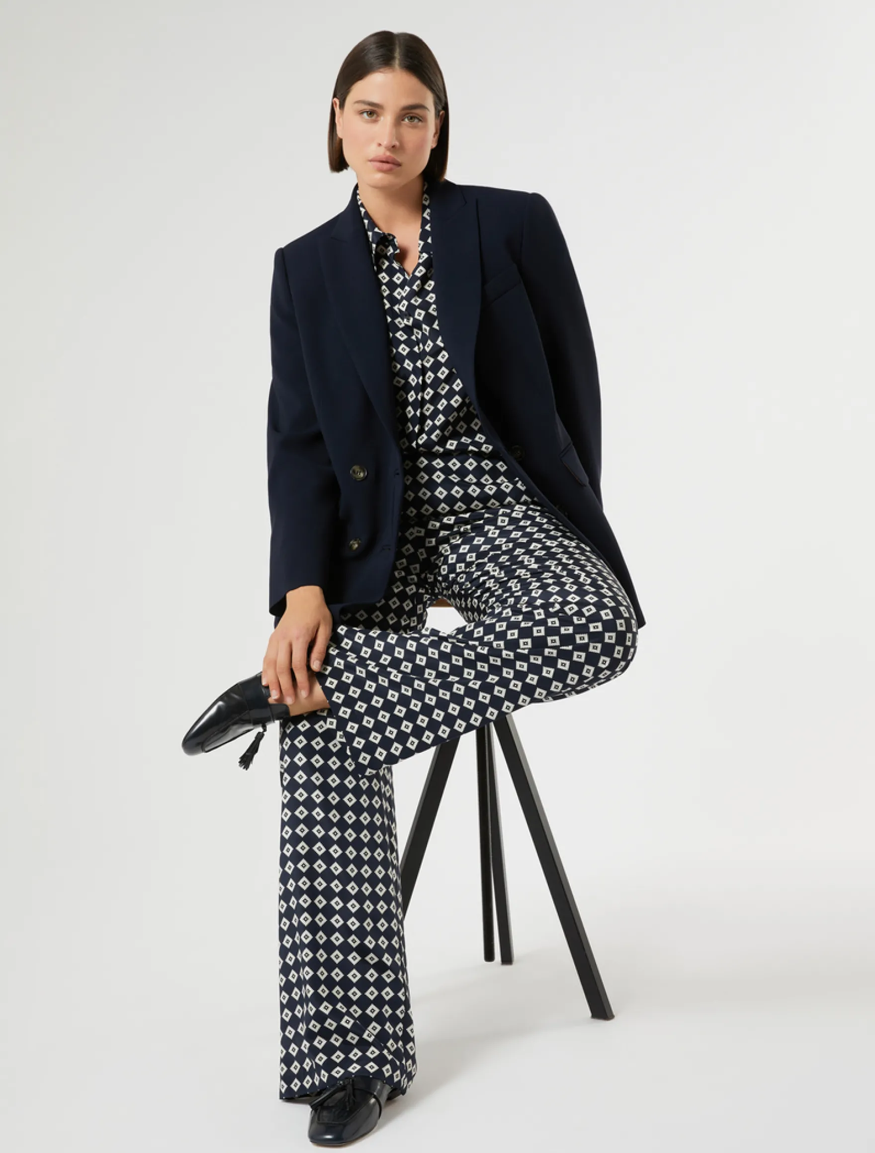 Camicia in crêpe de Chine di seta - BLU NOTTE