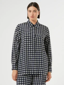 Camicia in crêpe de Chine di seta - BLU NOTTE