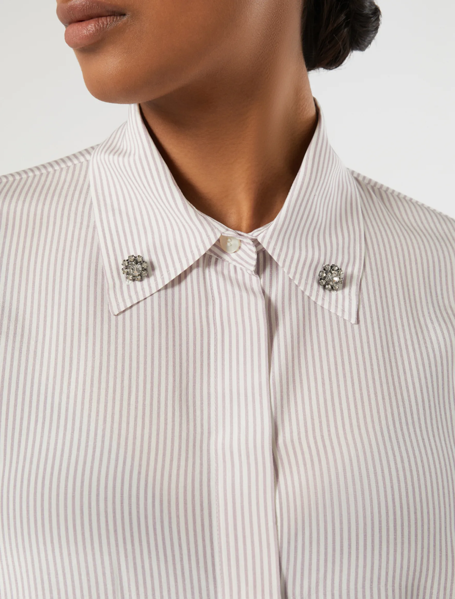 Camicia in crêpe de Chine di seta - LILLA