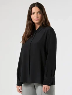 Camicia in crêpe de Chine - NERO