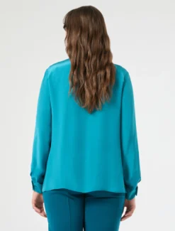 Camicia in crêpe de Chine - TURCHESE