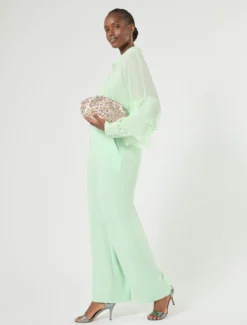 Camicia in crêpe georgette - VERDE PASTELLO