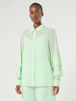 Camicia in crêpe georgette - VERDE PASTELLO