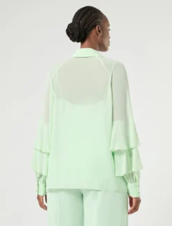 Camicia in crêpe georgette - VERDE PASTELLO