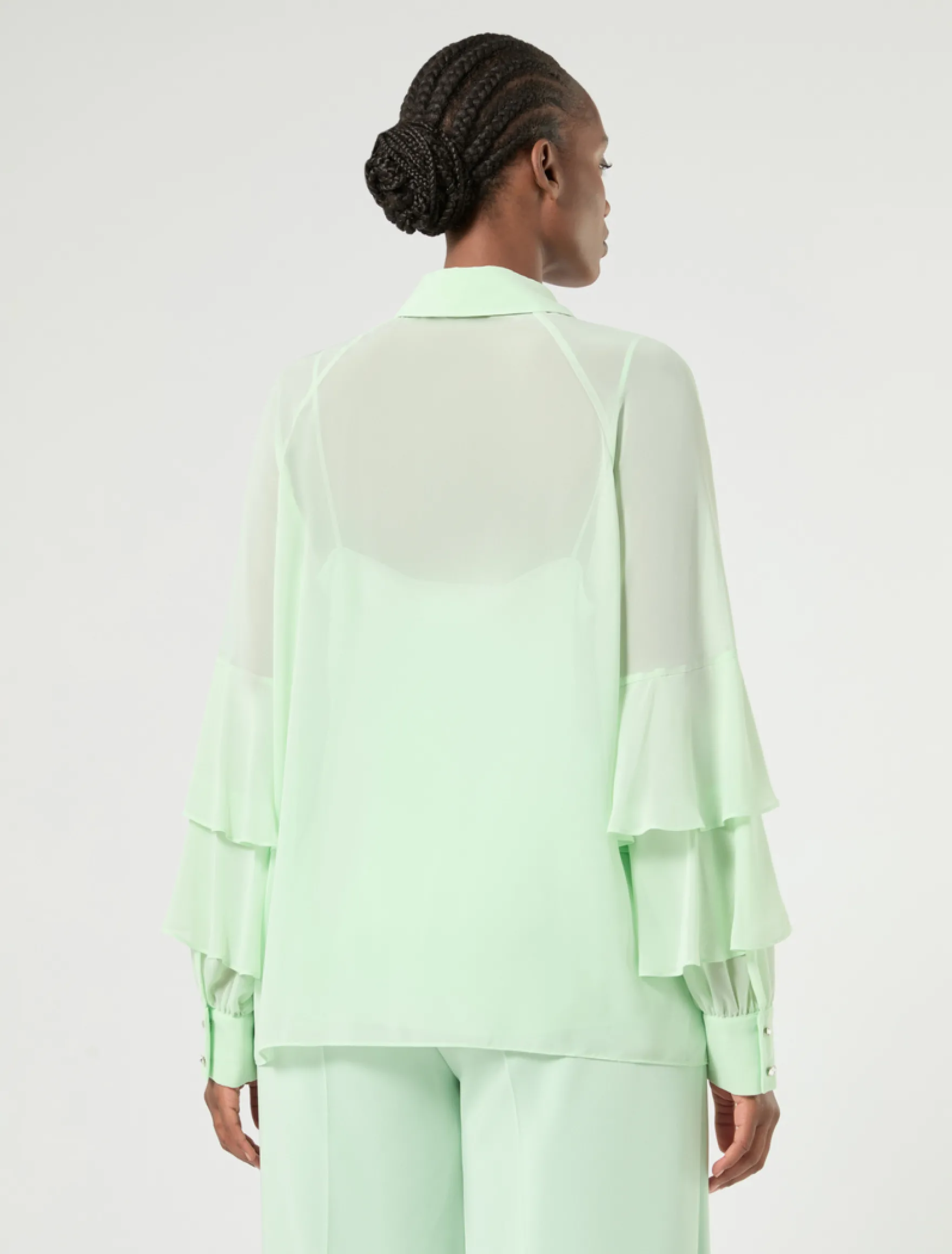 Camicia in crêpe georgette - VERDE PASTELLO