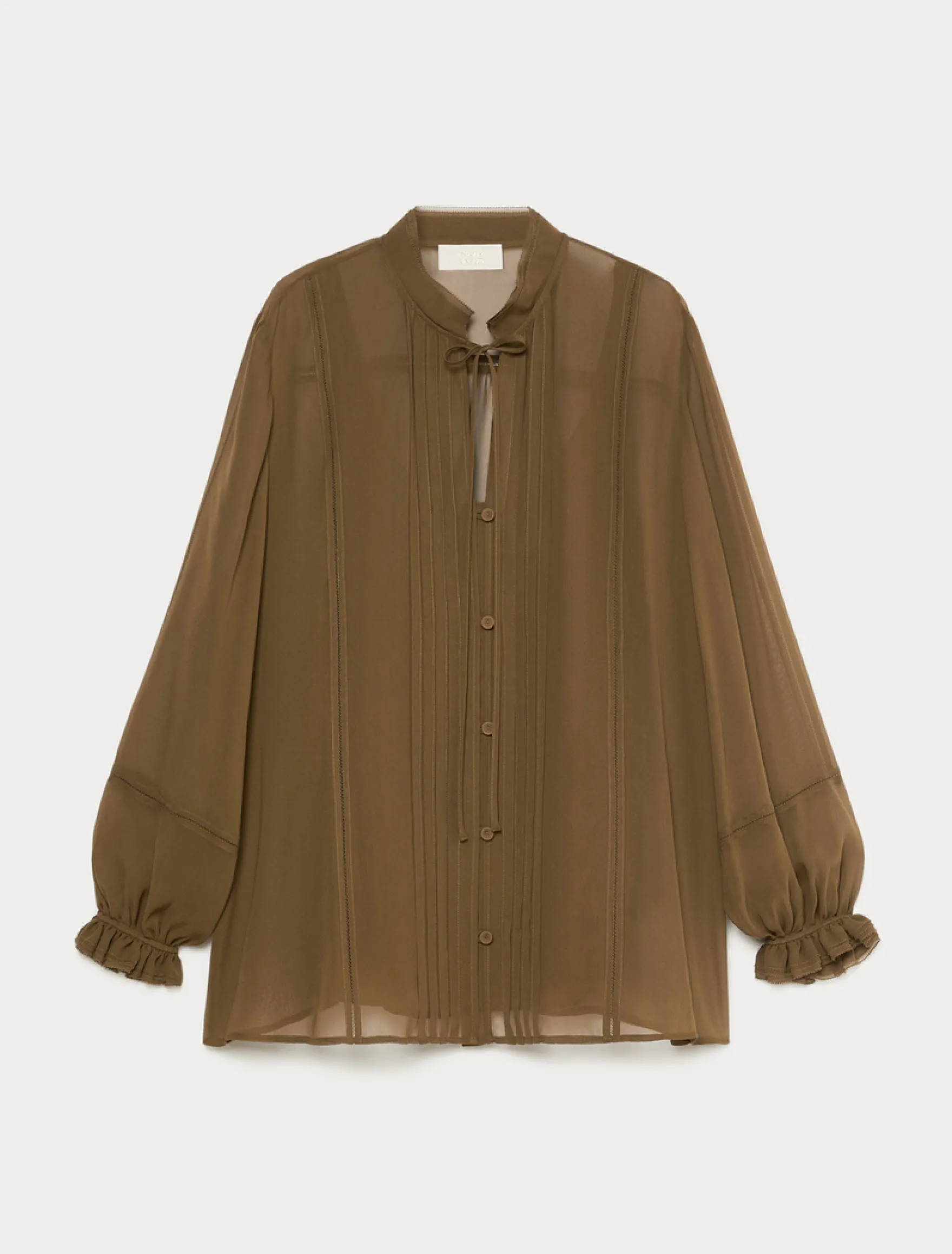 Camicia in georgette di seta - VERDE KAKI