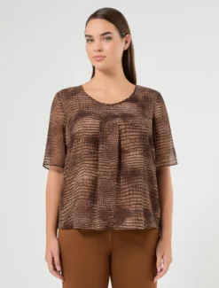Camicia in georgette stampata - CUOIO