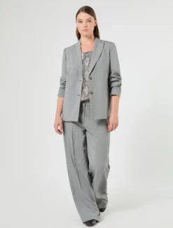 Camicia in georgette stampata - GRIGIO MEDIO