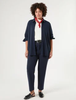 Camicia in jersey fluido - BLU NOTTE