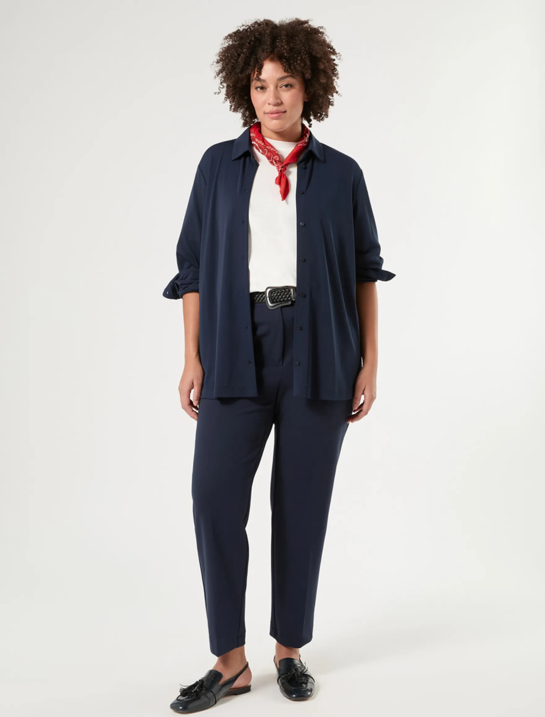 Camicia in jersey fluido - BLU NOTTE