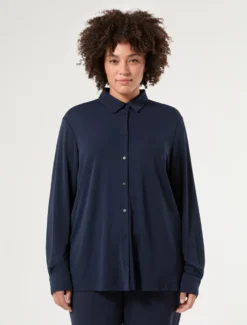 Camicia in jersey fluido - BLU NOTTE