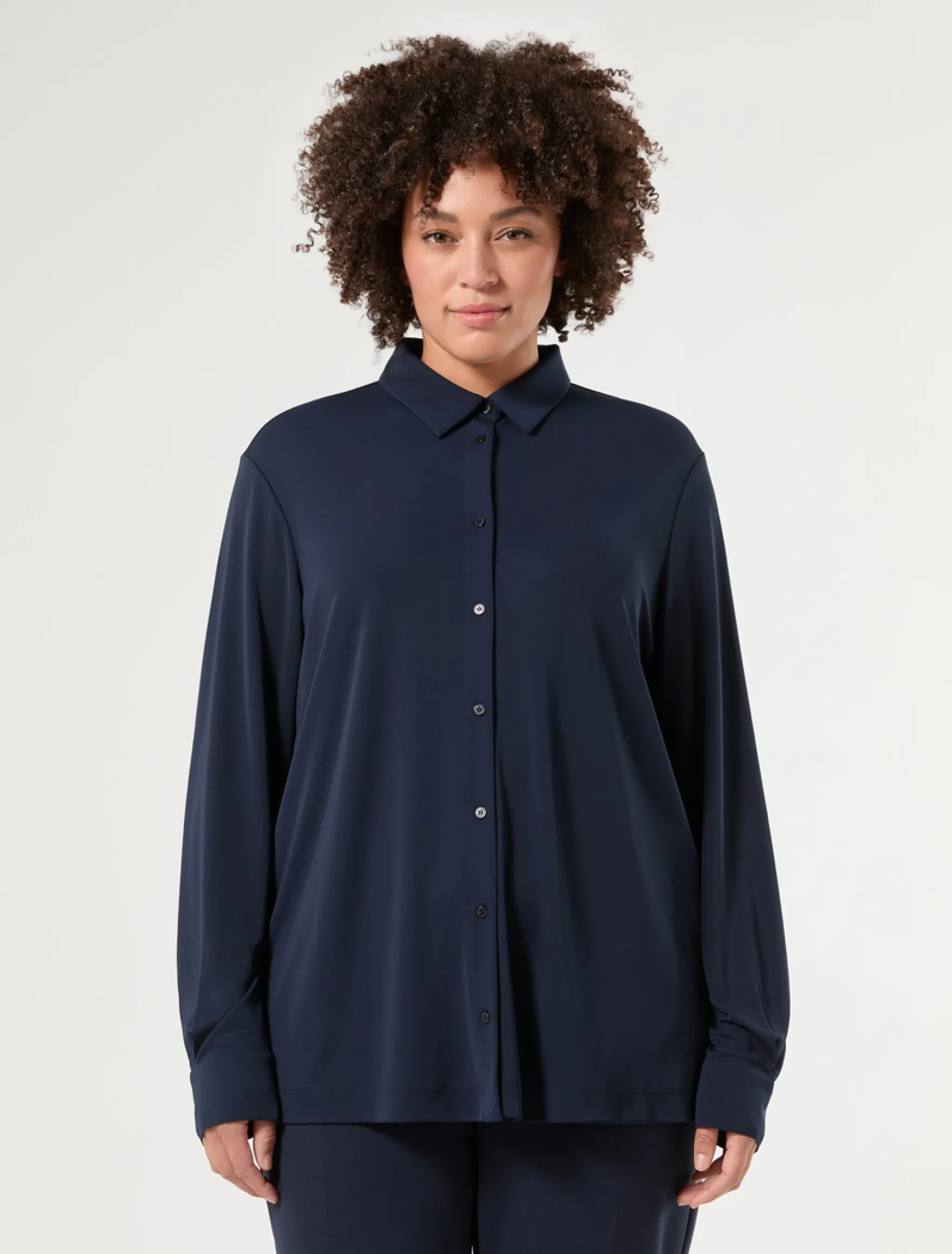 Camicia in jersey fluido - BLU NOTTE
