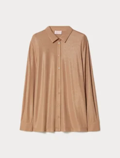 Camicia in jersey fluido - CARAMELLO