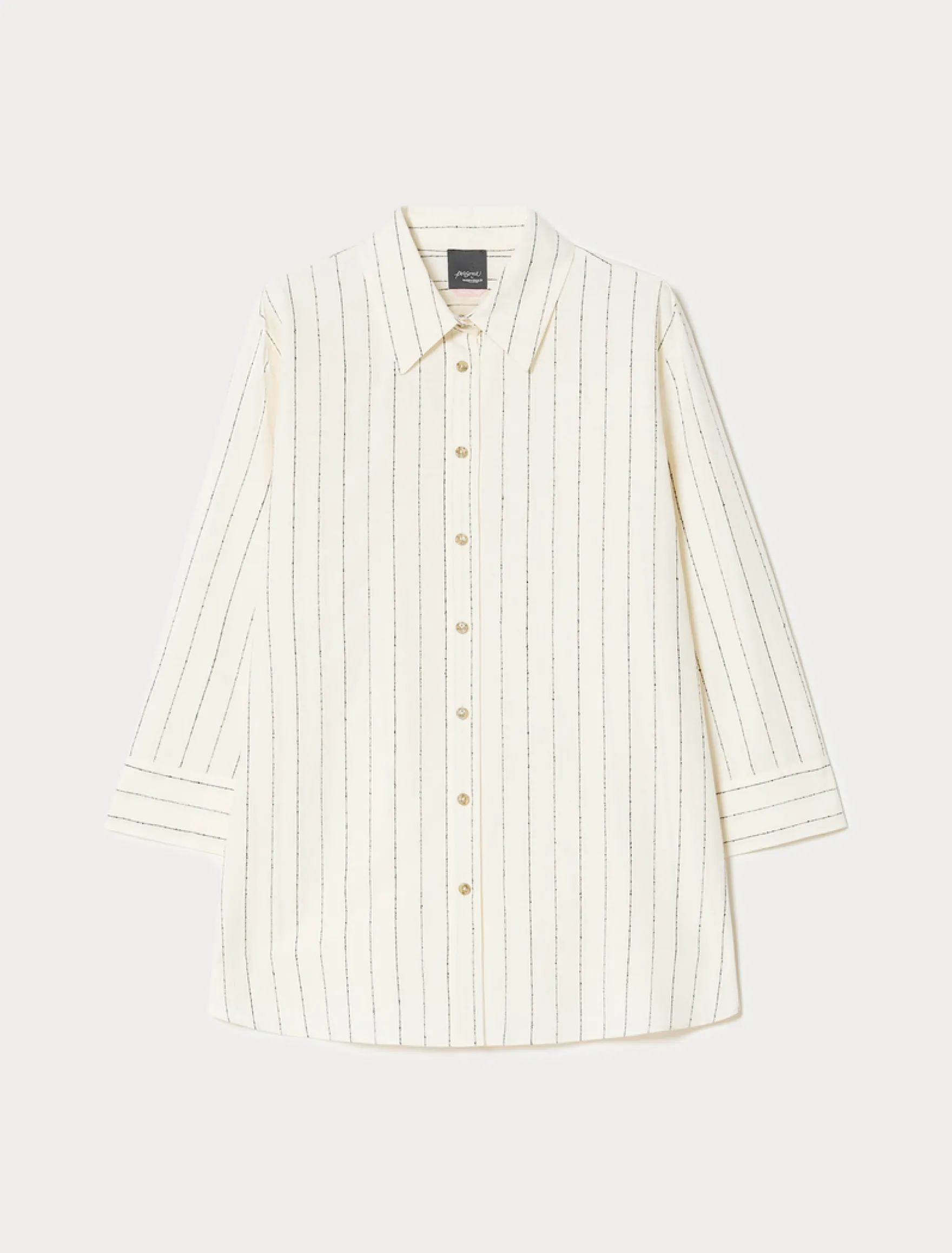 Camicia in lino e viscosa gessato - BIANCO