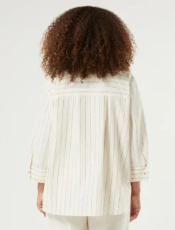 Camicia in lino e viscosa gessato - BIANCO