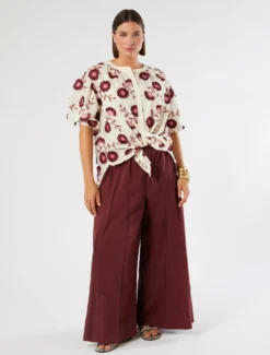 Camicia in mussola con ricamo - AVORIO