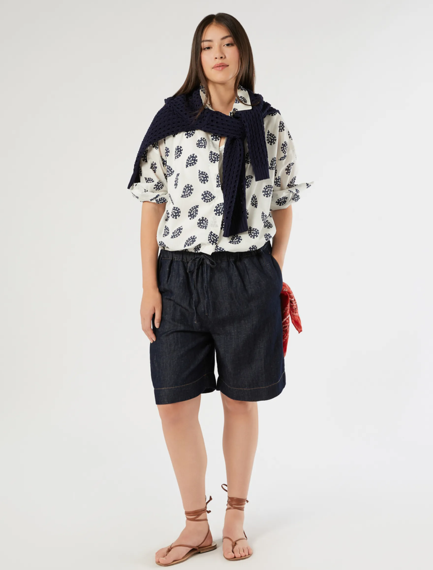Camicia in mussola di cotone - BIANCO
