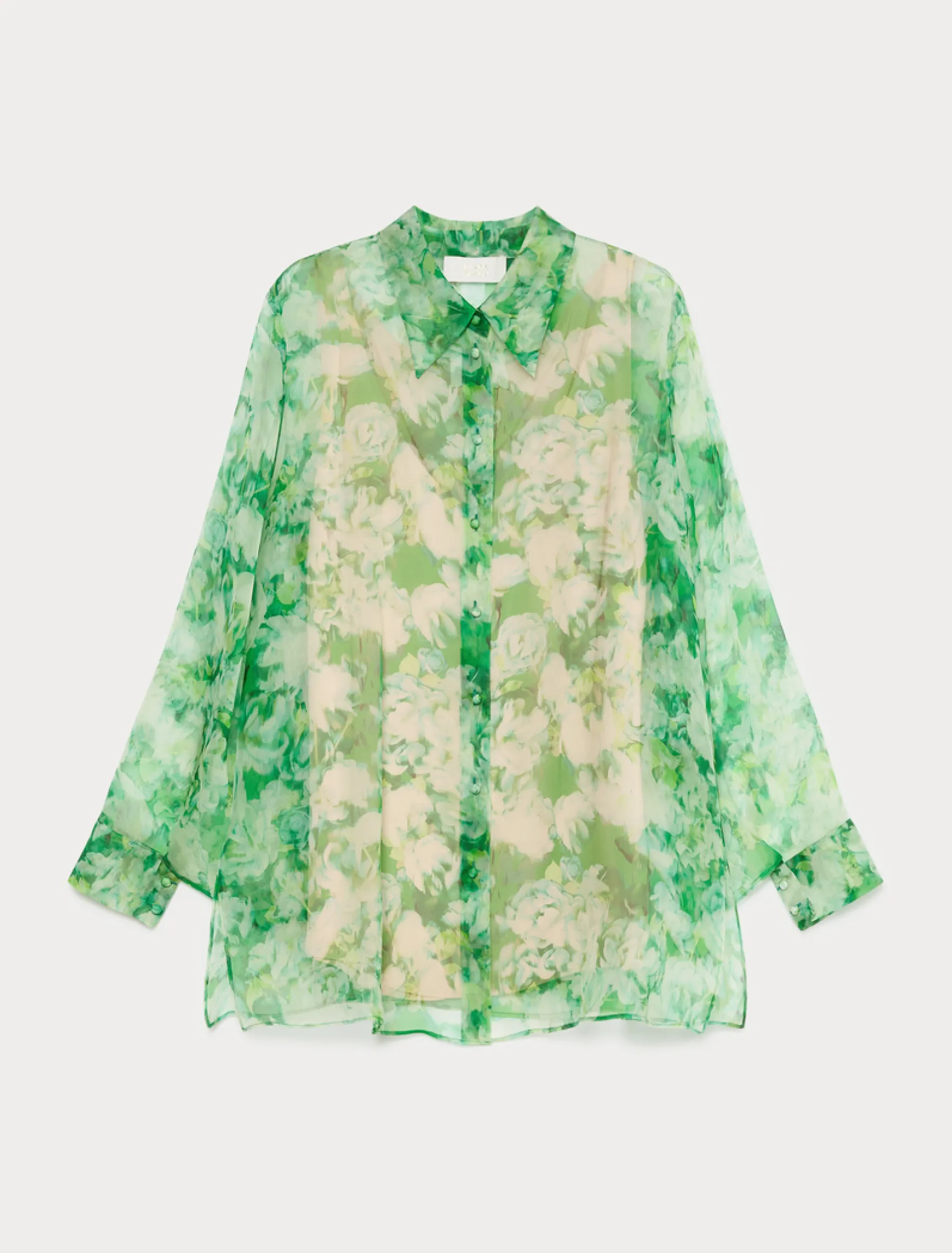 Camicia in organza di pura seta - VERDE SMERALDO