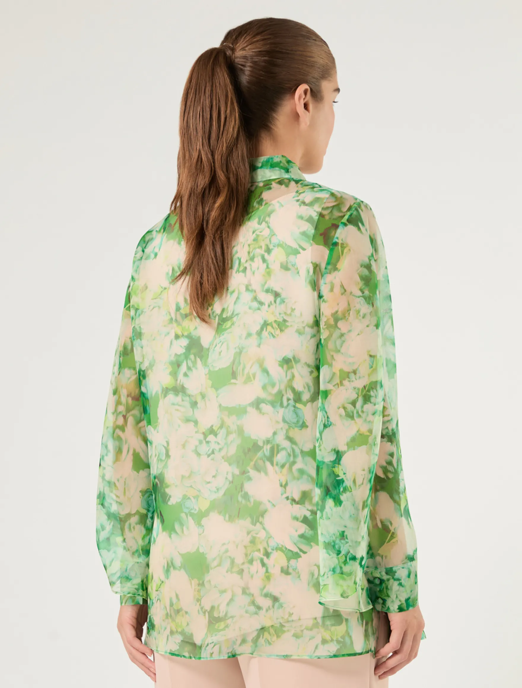Camicia in organza di pura seta - VERDE SMERALDO