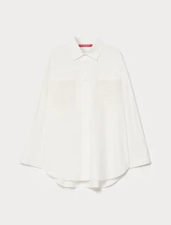 Camicia in popeline con ricamo - BIANCO AVORIO
