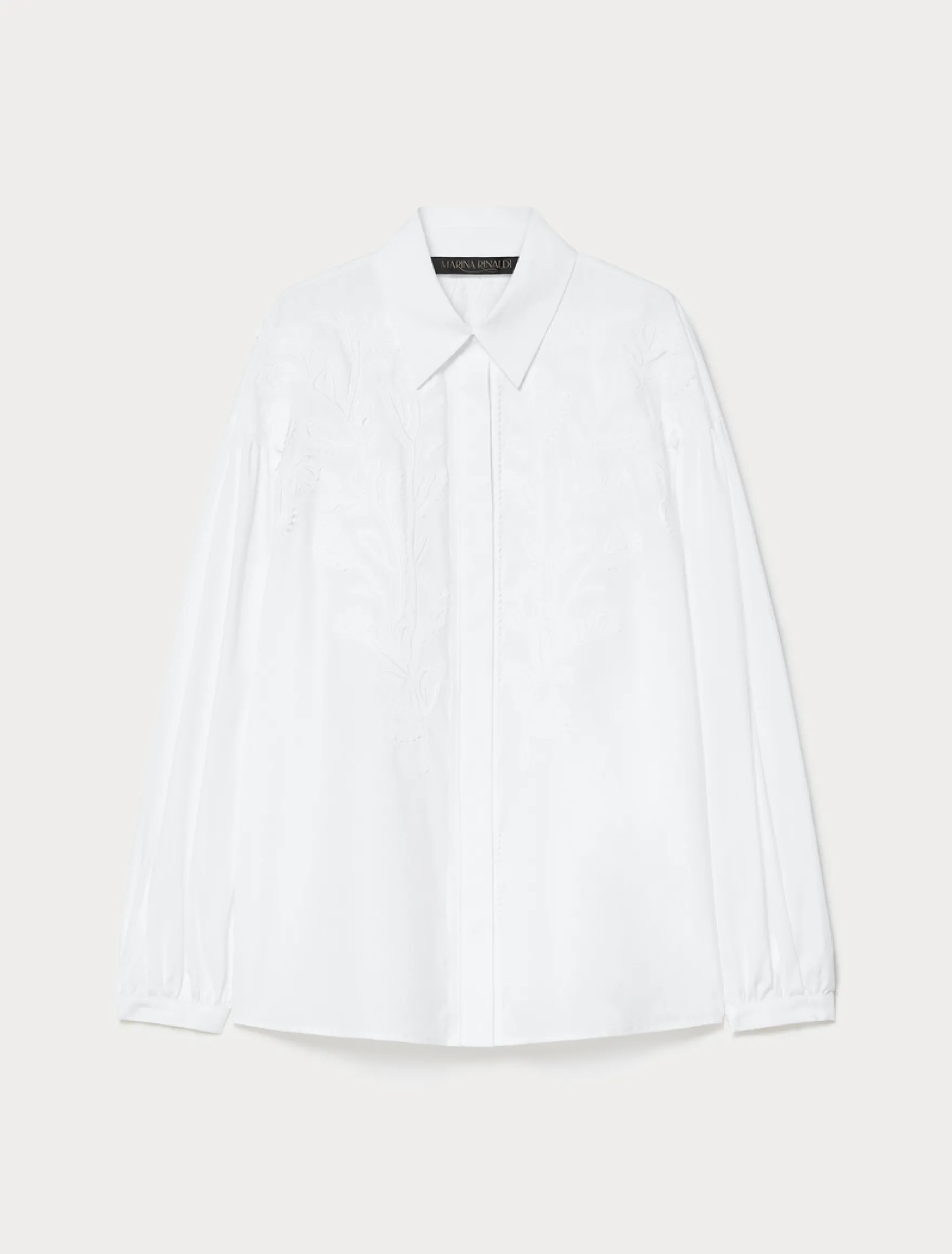 Camicia in popeline con ricamo - BIANCO OTTICO
