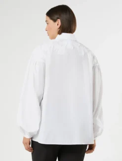 Camicia in popeline con ricamo - BIANCO OTTICO