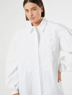 Camicia in popeline con ricamo - BIANCO OTTICO