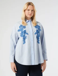 Camicia in popeline con ricamo - BIANCO OTTICO