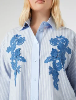 Camicia in popeline con ricamo - BIANCO OTTICO