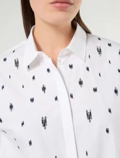 Camicia in popeline con ricamo - BIANCO OTTICO