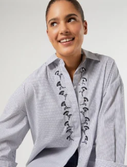 Camicia in popeline con ricamo - BIANCO OTTICO