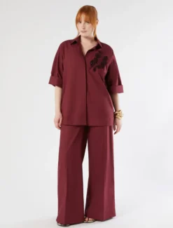 Camicia in popeline con ricamo - VINACCIA