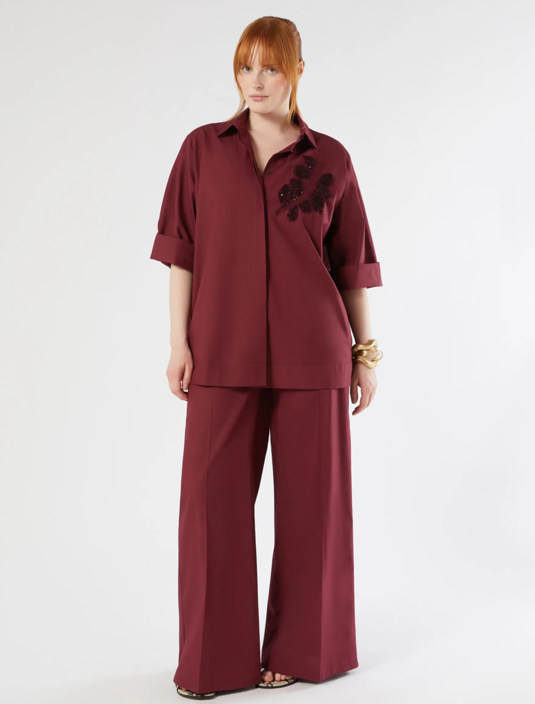 Camicia in popeline con ricamo - VINACCIA