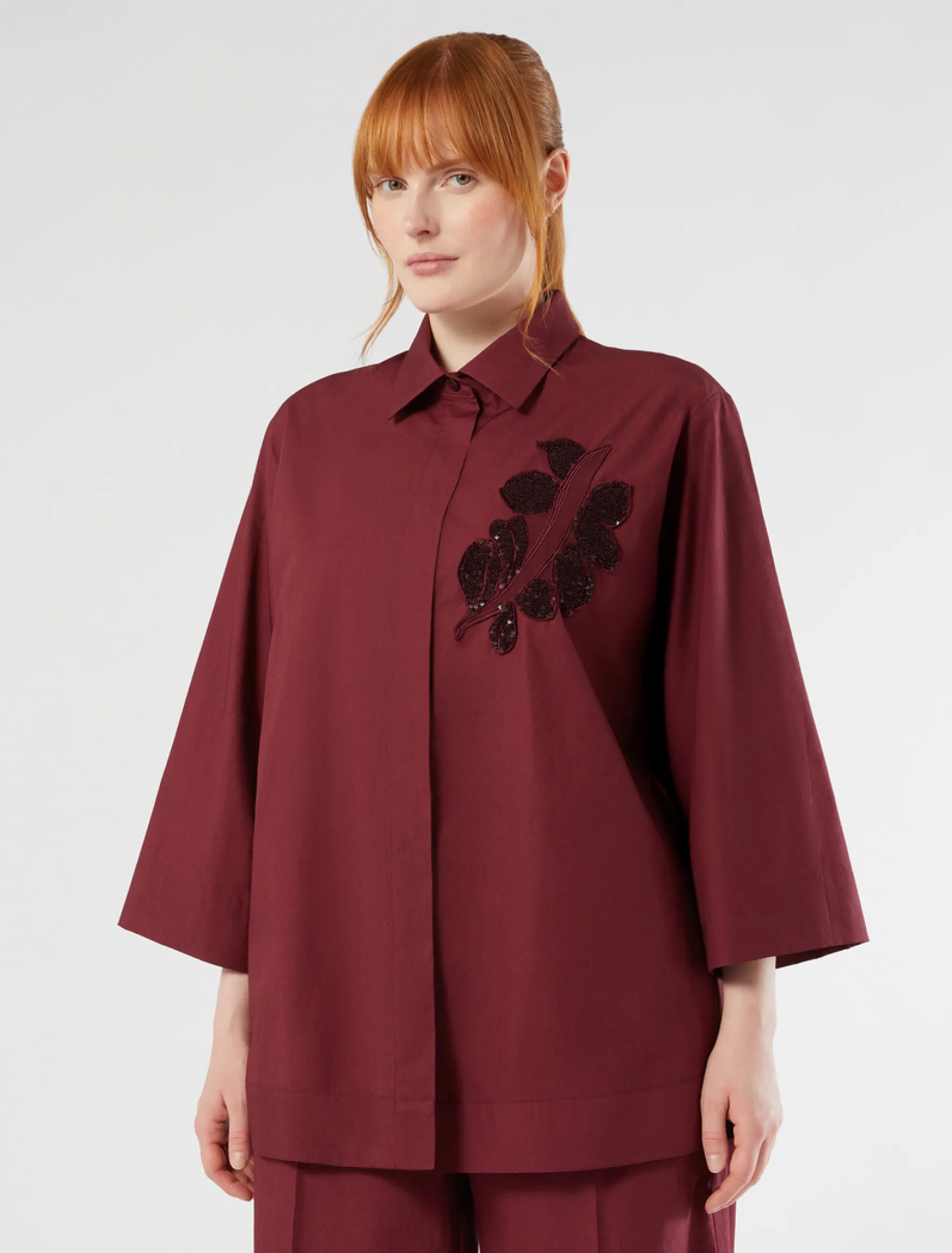 Camicia in popeline con ricamo - VINACCIA