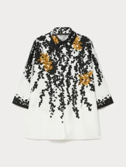 Camicia in popeline con stampa - BIANCO NERO