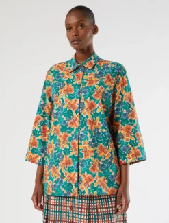 Camicia in popeline con stampa - MULTICOLOR