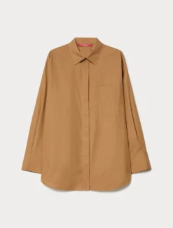 Camicia in popeline di cotone - AVANA