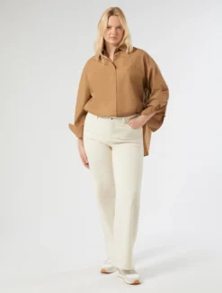 Camicia in popeline di cotone - AVANA
