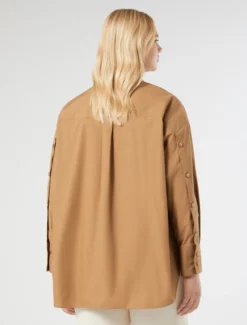 Camicia in popeline di cotone - AVANA